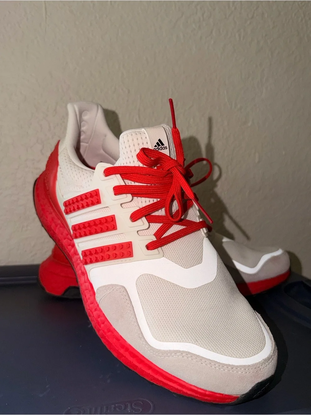 Adidas Men’s White and Red Lego Athletic Sneakers